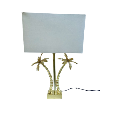 Duża lampa w stylu maison Jansen figuralna z palmami. Metaloplastyka. 